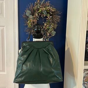 Vintage Bonita Faux Leather Green Purse with Gold Tone Closure